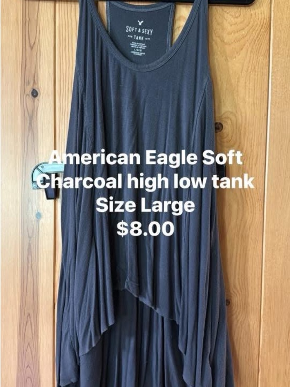 American Eagle Outfitters Charcoal Draped High-Low Tank